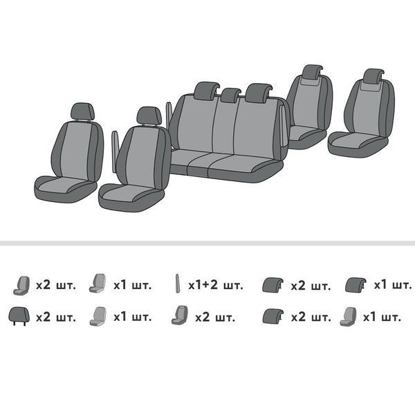 Чохли на сидіння Mazda Mazda5 2007 - 2010 CR [рестайлінг] Мінівен 7 місць EMC-Elegant Eco Prestige R EMC-EP001-R-360-2 фото